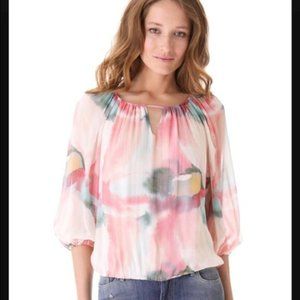 Alice + Olivia Silk Watercolor Keyhole Blouse NWOT